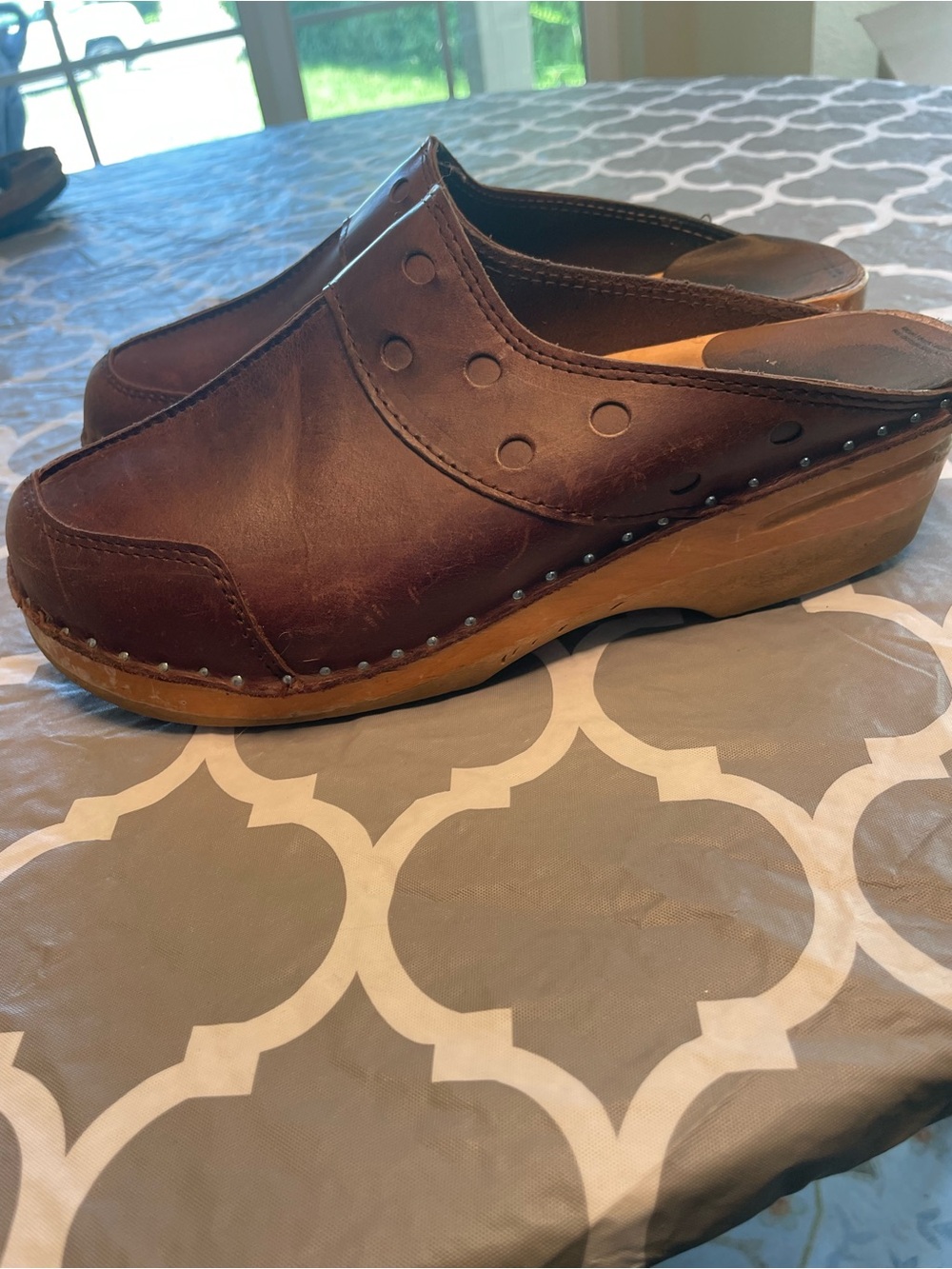 Troentorps Toffelfabrik brown Leather wooden Women’s Clogs US 10/EU 40 Swedish
